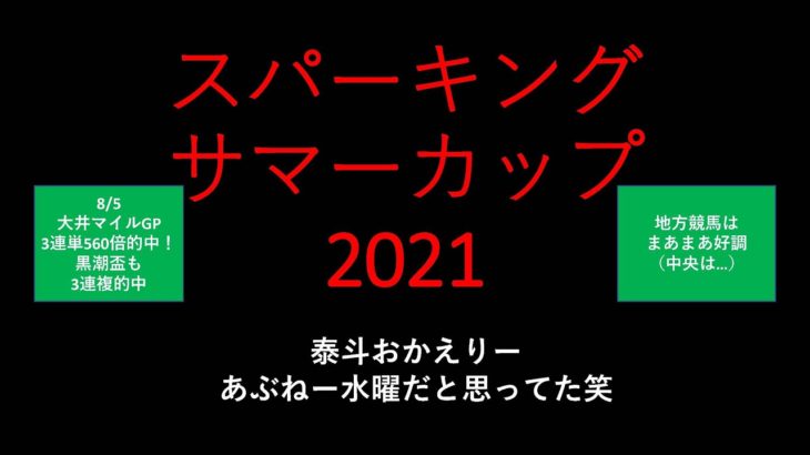 【競馬予想】2021 8/31 スパーキングサマーカップ【地方競馬】
